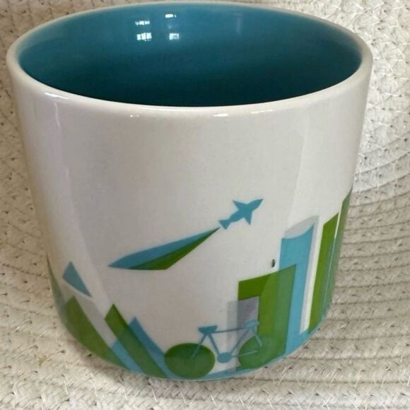STARBUCKS Green White Blue SEATTLE "You Are Here" Series 2013 Coffee Mug 14 oz - Picture 2 of 4